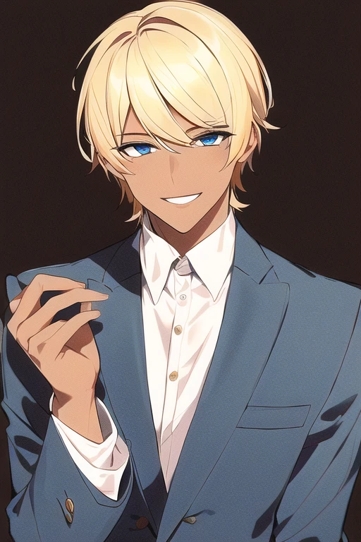 [NovelAI] загорелая кожа мужчина высокий костюм короткие волосы [Иллюстрация]